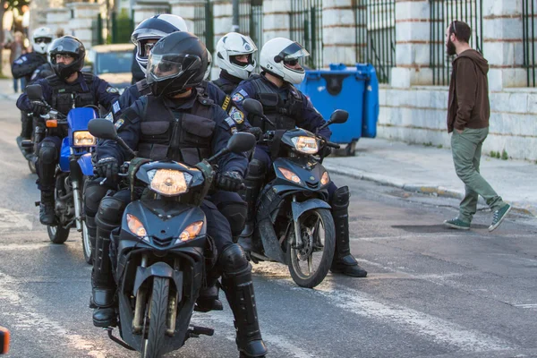 Riot police on motorcycles — Stock Photo, Image