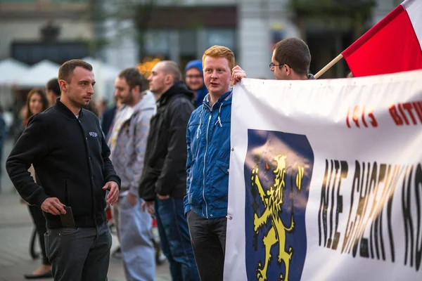 Во время митинга кандидата в президенты — стоковое фото