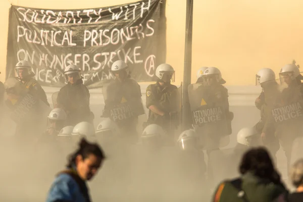 Riot police with their shields — Stock Photo, Image