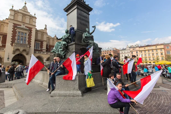 Tijdens de dag van de vlag van de Republiek van Polen — Stockfoto