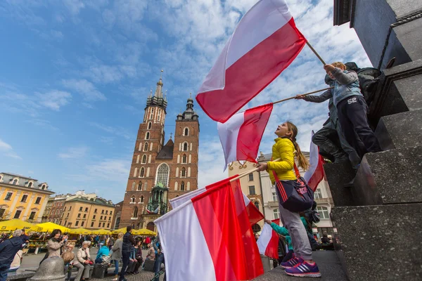 Durante el Día de la Bandera de la República de Polonia — Foto de Stock