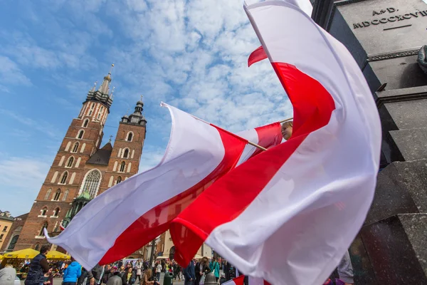 Pendant le Jour du Drapeau de la République de Pologne — Photo
