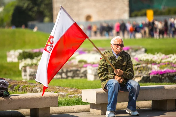 Niet-geïdentificeerde deelnemer viert verklaring van de Grondwet — Stockfoto