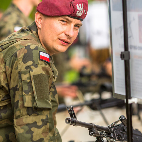 Polish soldier during demonstration of the military