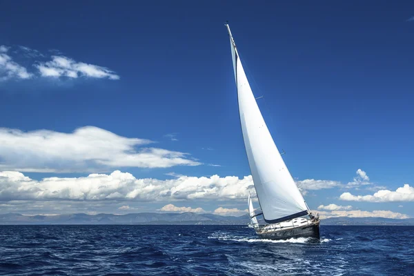 Segelboot nimmt an Segelregatta teil — Stockfoto