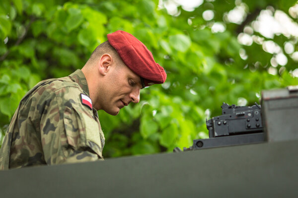 Polish soldier during demonstration of the military