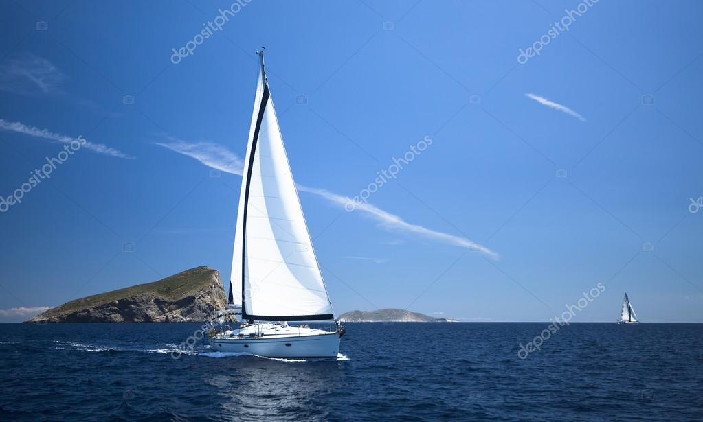 Sailing yacht race, picture with space for text or logos.
