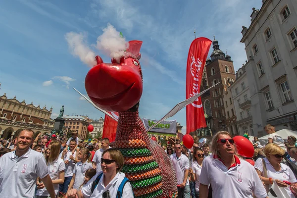 During the parade of dragons near St.Mary's Basilica — Stock Photo, Image