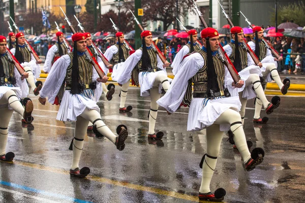 Griekse soldaten Evzones Stockfoto