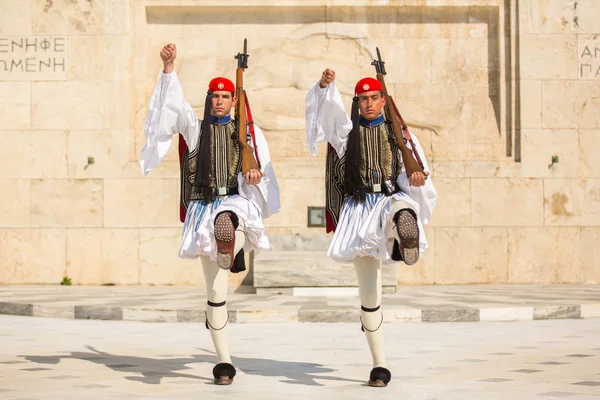 Griekse soldaten Evzones — Stockfoto