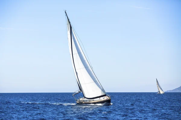 Ship yachts with white sails — Stock Photo, Image