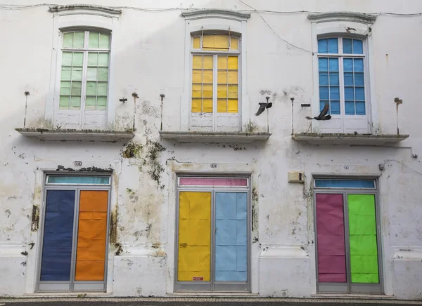 Facade of old Portuguese houses — 스톡 사진