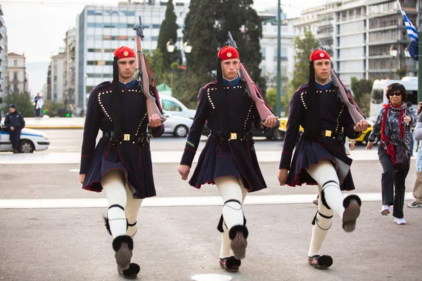 Griekse soldaten Evzones — Stockfoto