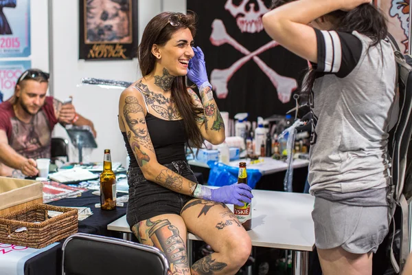 Unidentified participants at International Tattoo Convention — стокове фото