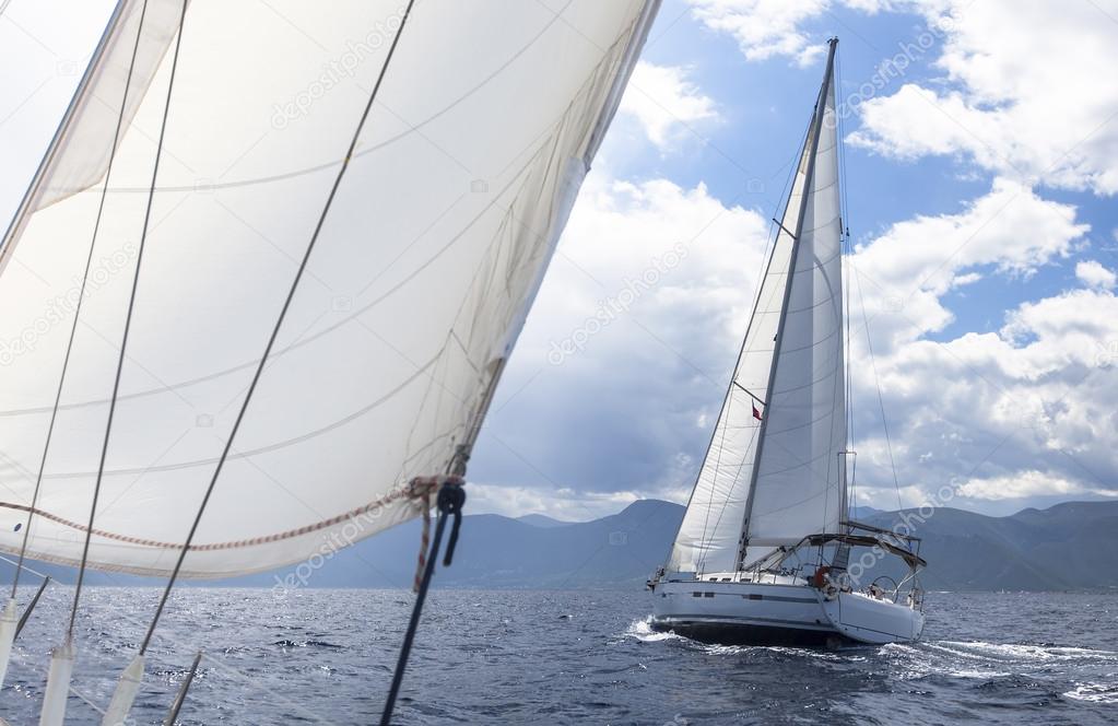 Racing yacht in Mediterranean sea