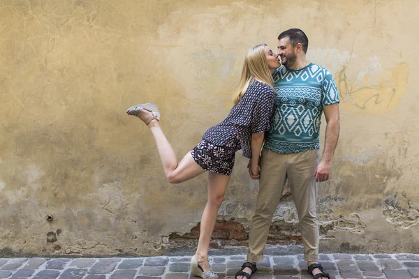 Happy fun couple in love — Stock Photo, Image