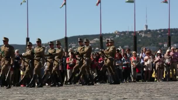 Changing of the Guards by the Hungarian Presidential Palace — Stock Video