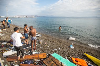 Unidentified refugees in Kos,Greece