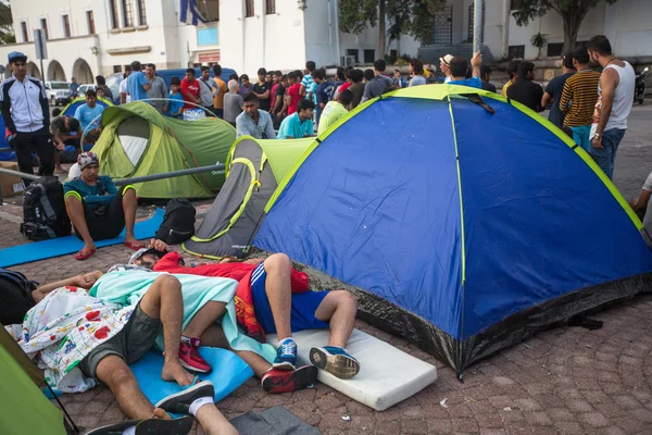 Unidentified refugees in Kos,Greece — ストック写真