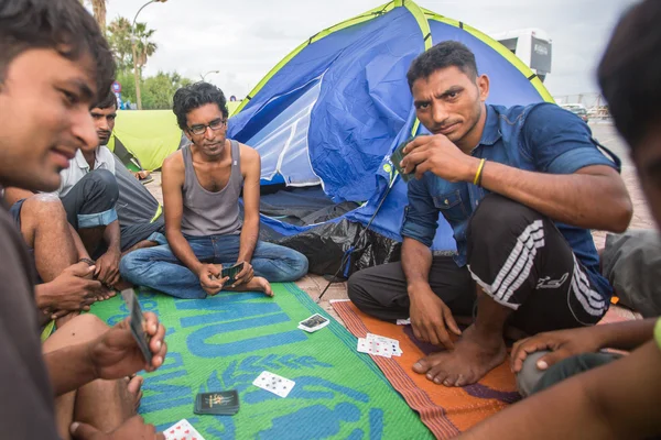 Refugiados não identificados em Kos, Grecia — Fotografia de Stock