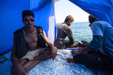 Unidentified refugees in Kos,Greece