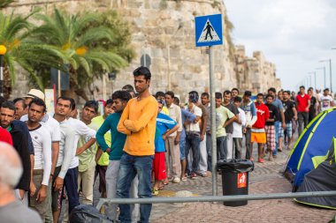 Unidentified refugees in Kos,Greece