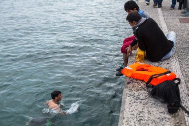 Unidentified refugees in Kos,Greece