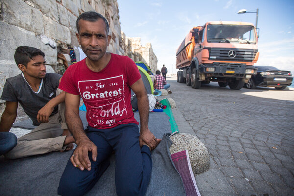 Unidentified refugees in Kos,Greece