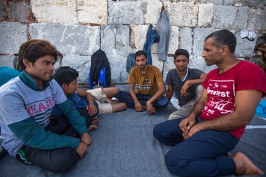 Unidentified refugees in Kos,Greece