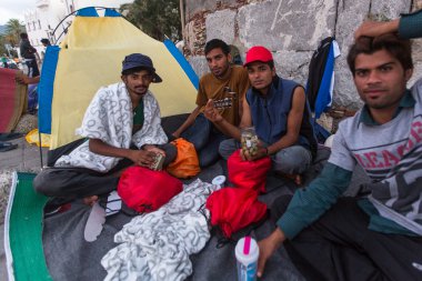 Unidentified refugees in Kos,Greece