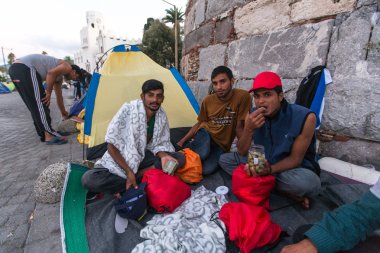 Unidentified refugees in Kos,Greece
