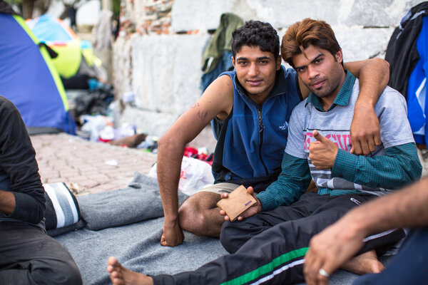 Unidentified refugees in Kos,Greece