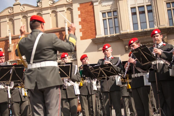 Military orchestra , Constitution Day in Krakow — Stock Photo, Image