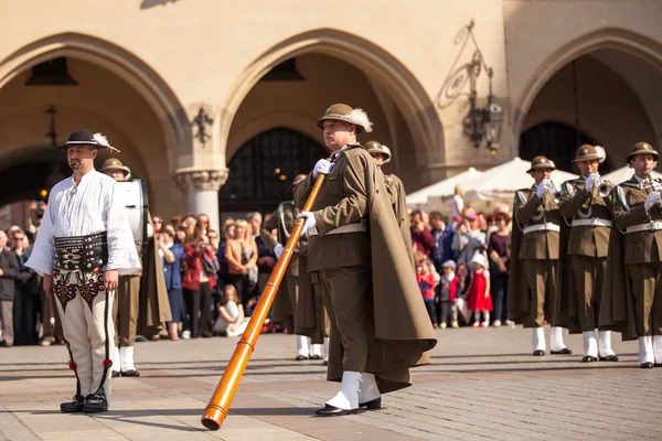 Military orchestra , Constitution Day in Krakow — Stockfoto