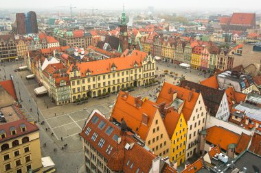 Wroclaw eski şehrin Üstten Görünüm