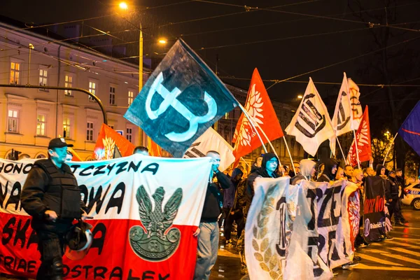 Nacjonaliści protestu w centrum Krakowa. — Zdjęcie stockowe