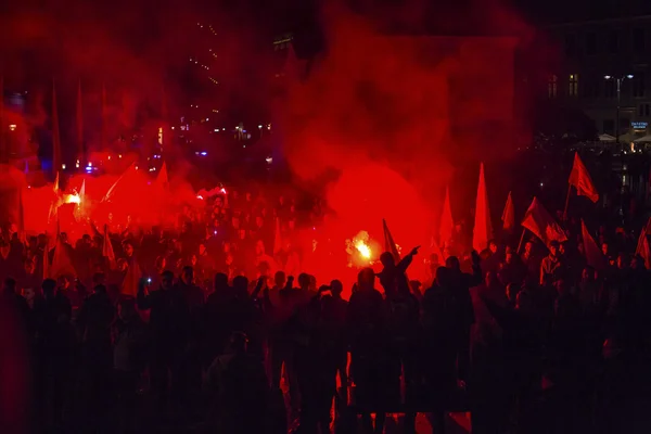 Nacionalisté protestu v centru Krakova. — Stock fotografie