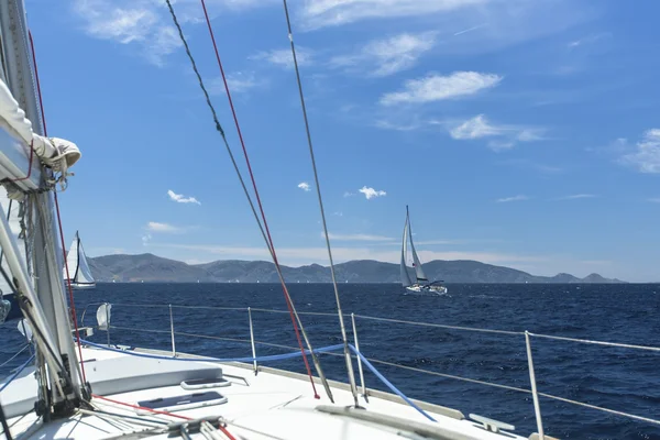 Sailing regatta at the Aegean Sea — 图库照片