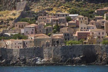 View of stone houses at Medieval fortress