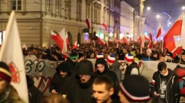 Merkezi, Krakow, Polonya protestocular Mart