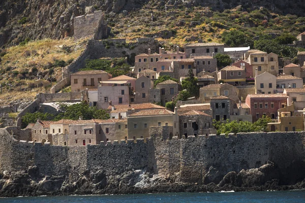 Stone houses at Medieval fortress, Monemvasia — Stock Photo, Image