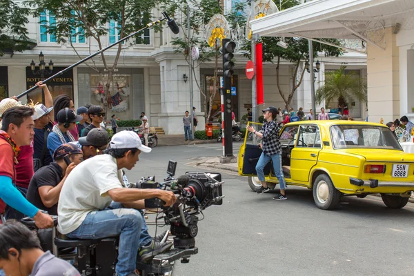 Filming "Taxi, what's your name?" — Stock Photo, Image