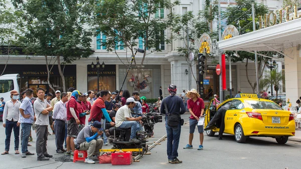 Å filme Taxi, hva heter du? ?" – stockfoto