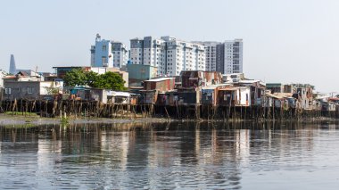 Slums near river. Saigon, Vietnam.