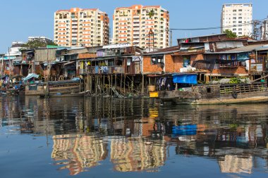 Slums near river. Saigon, Vietnam.