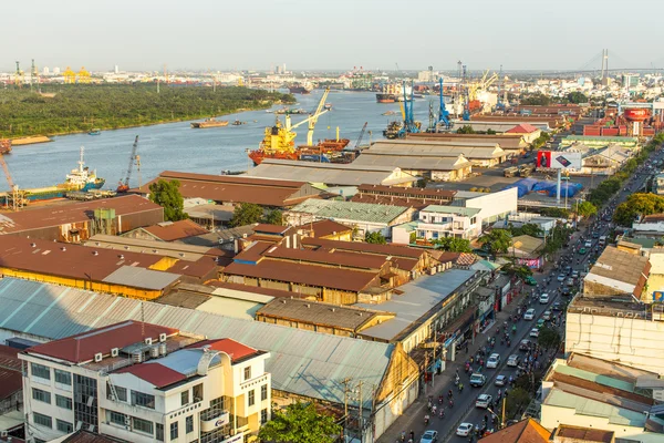 Top view of the Saigon Port. — Zdjęcie stockowe