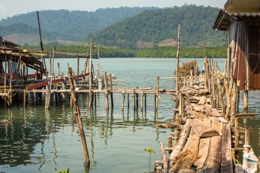 Huts at pier at fisherman village