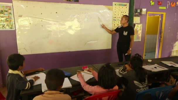 Unidentified children in lesson at school — Stock Video