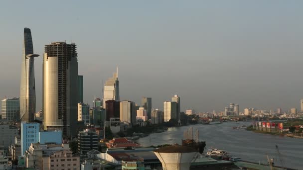 Tampilan atas Saigon di malam hari — Stok Video