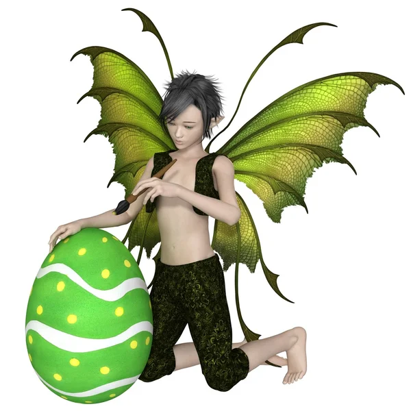 Fairy Boy schilderen een Easter Egg — Stockfoto